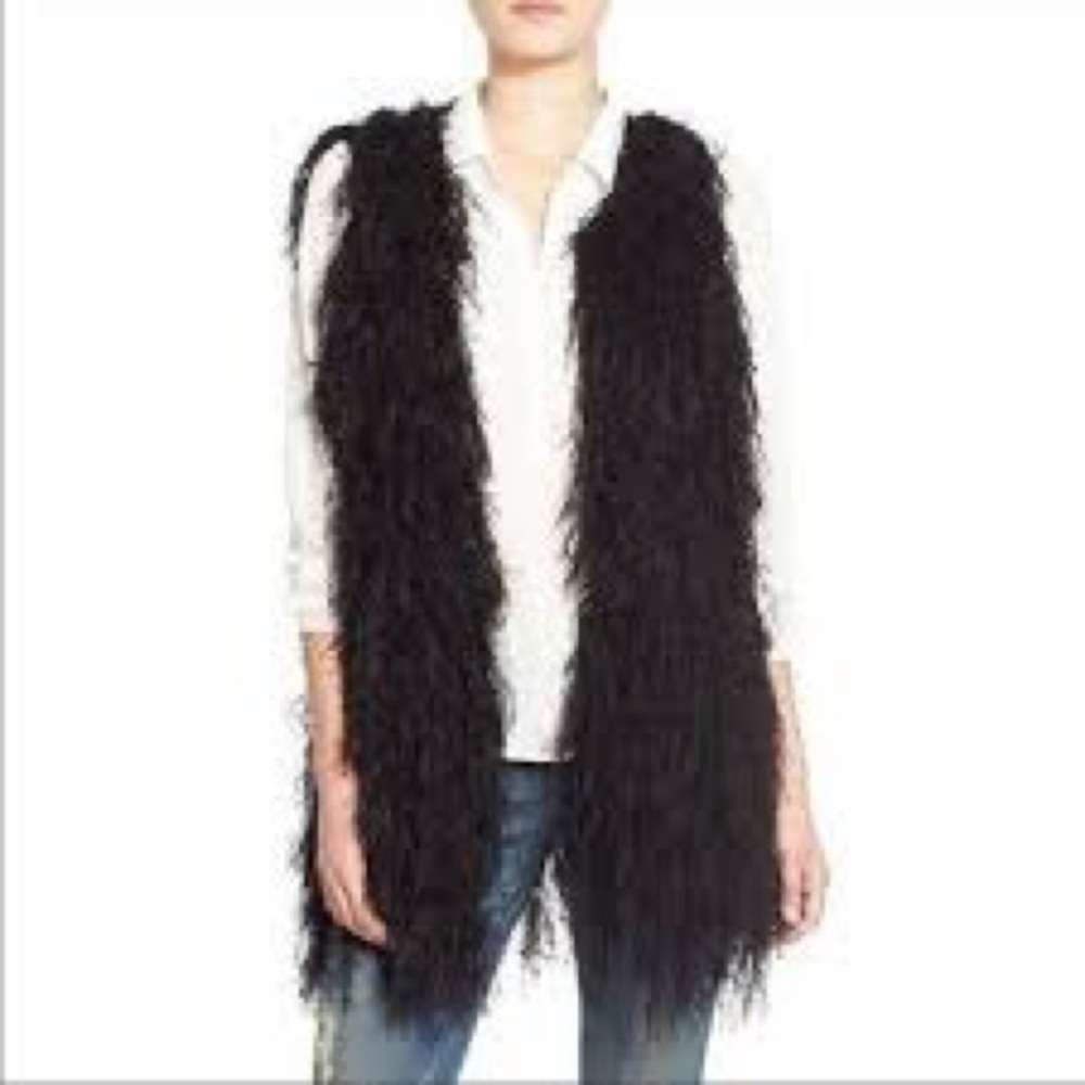 Black Fur Crochet Vest - size S